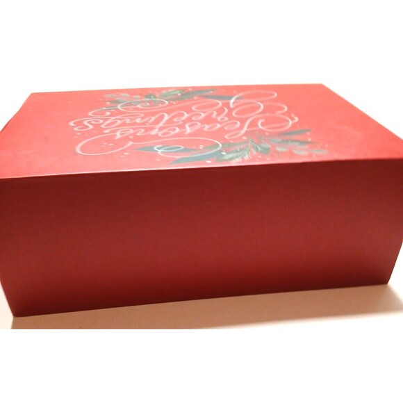 Decorative Christmas Box Red Bow Season's Greetings Hook and Loop Closure - Picture 5 of 6